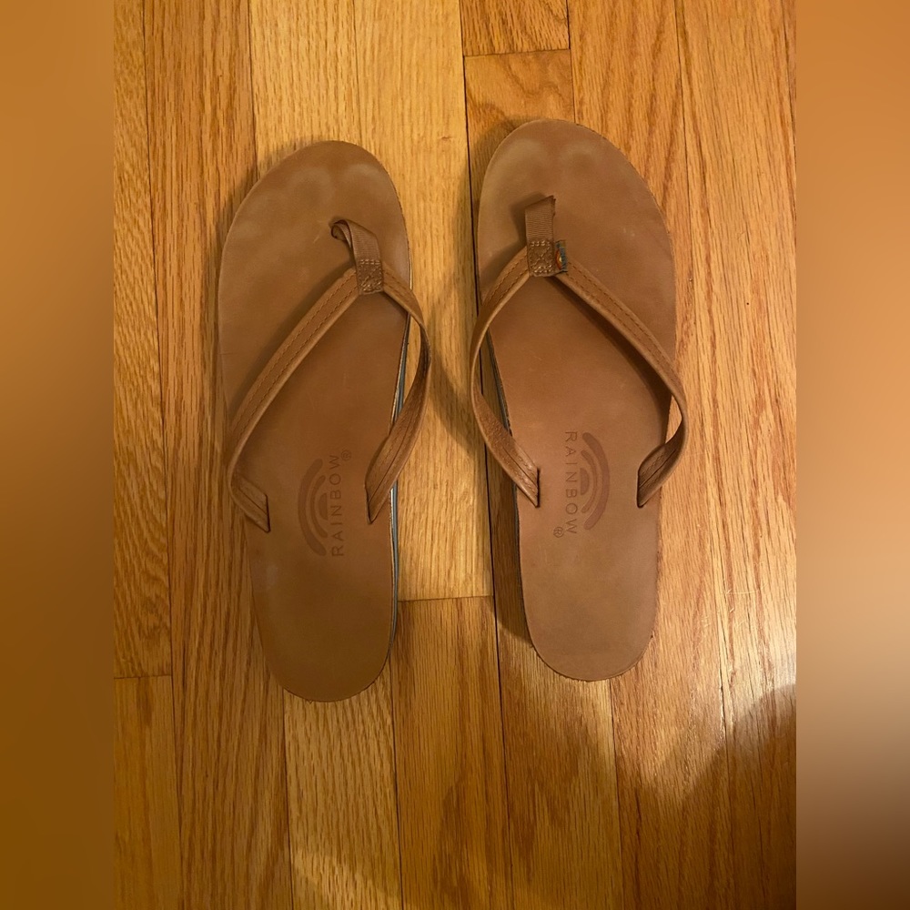 Rainbow flip flops